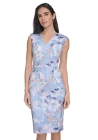 Women's Sleeveless Floral Printed Sheath Dress