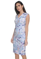 Women's Sleeveless Floral Printed Sheath Dress