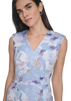 Women's Sleeveless Floral Printed Sheath Dress