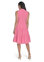 Women's High Neck Tiered Ruffle A-Line Dress