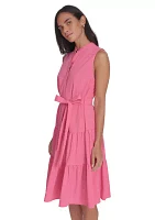 Women's High Neck Tiered Ruffle A-Line Dress