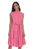Women's High Neck Tiered Ruffle A-Line Dress