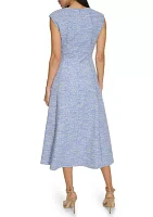 Women's Cap Sleeve Printed A-Line Dress