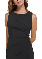 Women's Sleeveless Boat Neck Lined Scuba Sheath Dress