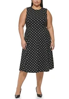 Plus Sleeveless Polka Dot Dress