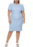 Plus Puff Sleeve Sheath Dress