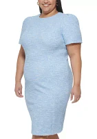 Plus Puff Sleeve Sheath Dress