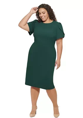 Plus Solid Sheath Dress