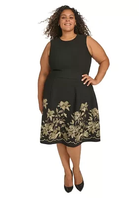 Plus Floral Printed A-Line Dress