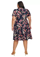 PLus Puff Sleeve Floral Dress