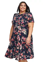 PLus Puff Sleeve Floral Dress