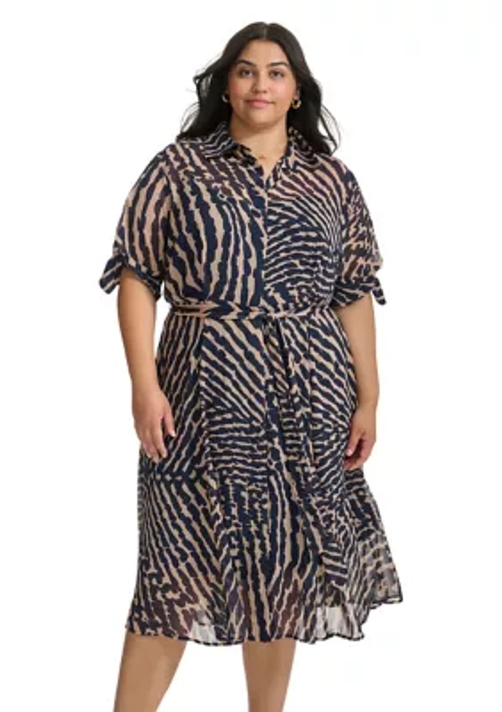 Women's Short Sleeve Collared Printed Shirtdress