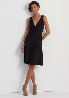 Surplice Jersey Sleeveless Dress