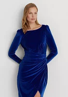 Velvet Puff-Sleeve Cocktail Dress