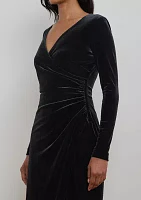 Stretch Velvet Surplice Dress