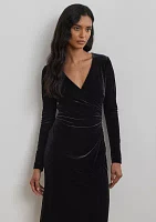 Stretch Velvet Surplice Dress