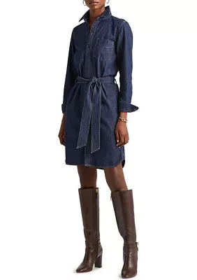 Women's Belted Denim Shirtdress