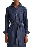 Women's Belted Denim Shirtdress