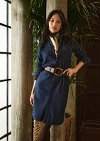 Women's Belted Denim Shirtdress