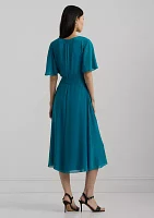 Women's Belted Georgette Dress