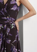 Women's Floral Surplice Jersey Sleeveless Dress