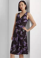 Women's Floral Surplice Jersey Sleeveless Dress