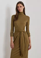 Tie-Front Turtleneck Dress