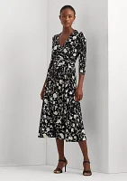 Women's Floral Surplice Jersey Dress