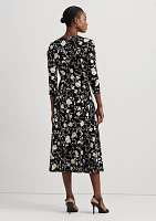 Women's Floral Surplice Jersey Dress