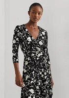 Women's Floral Surplice Jersey Dress