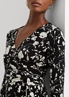 Women's Floral Surplice Jersey Dress