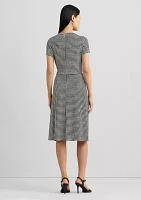 Houndstooth Jersey Surplice Dress