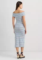 Striped Off the Shoulder Midi Dress