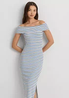 Striped Off the Shoulder Midi Dress