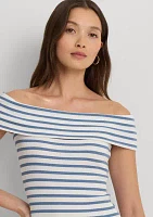 Striped Off the Shoulder Midi Dress