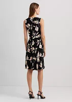 Women's Floral Surplice Jersey Sleeveless Dress