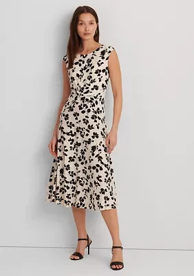 Women's Floral Belted Bubble Crepe Dress