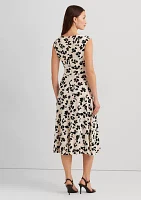 Women's Floral Belted Bubble Crepe Dress