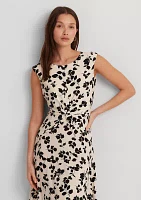 Women's Floral Belted Bubble Crepe Dress