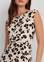 Women's Floral Belted Bubble Crepe Dress