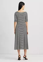 Women's Striped Stretch Cotton Midi Dress