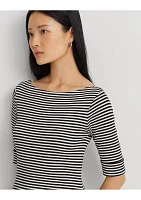 Women's Striped Stretch Cotton Midi Dress