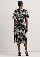 Women's Floral Belted Crinkle Georgette Dress