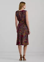 Paisley Belted Bubble Crepe Dress