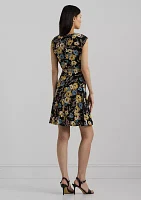 Women's Floral Bubble Crepe Cap-Sleeve Dress