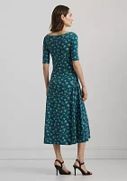 Women's Floral Stretch Cotton Midi Dress