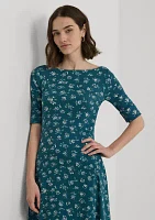 Women's Floral Stretch Cotton Midi Dress