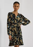 Women's Floral Belted Stretch Jersey Dress