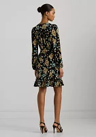 Women's Floral Belted Stretch Jersey Dress