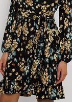 Women's Floral Belted Stretch Jersey Dress